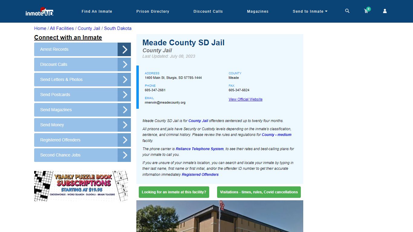 Meade County SD Jail - Inmate Locator - Sturgis, SD